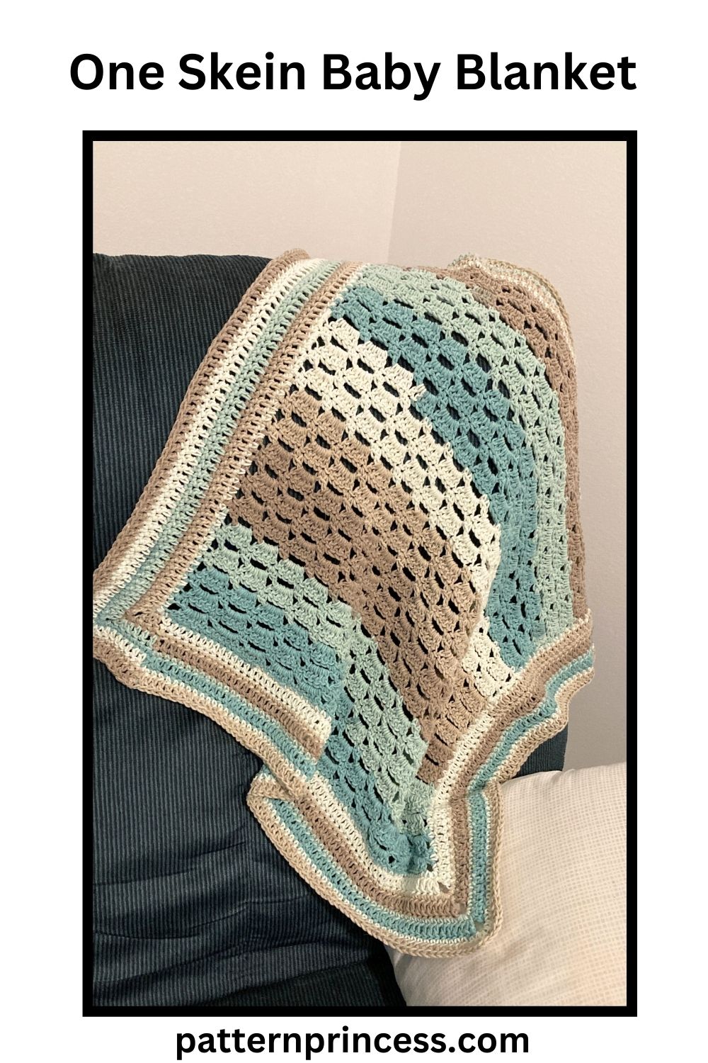 One Skein Newborn Baby Blanket Crochet Pattern love. life. yarn.