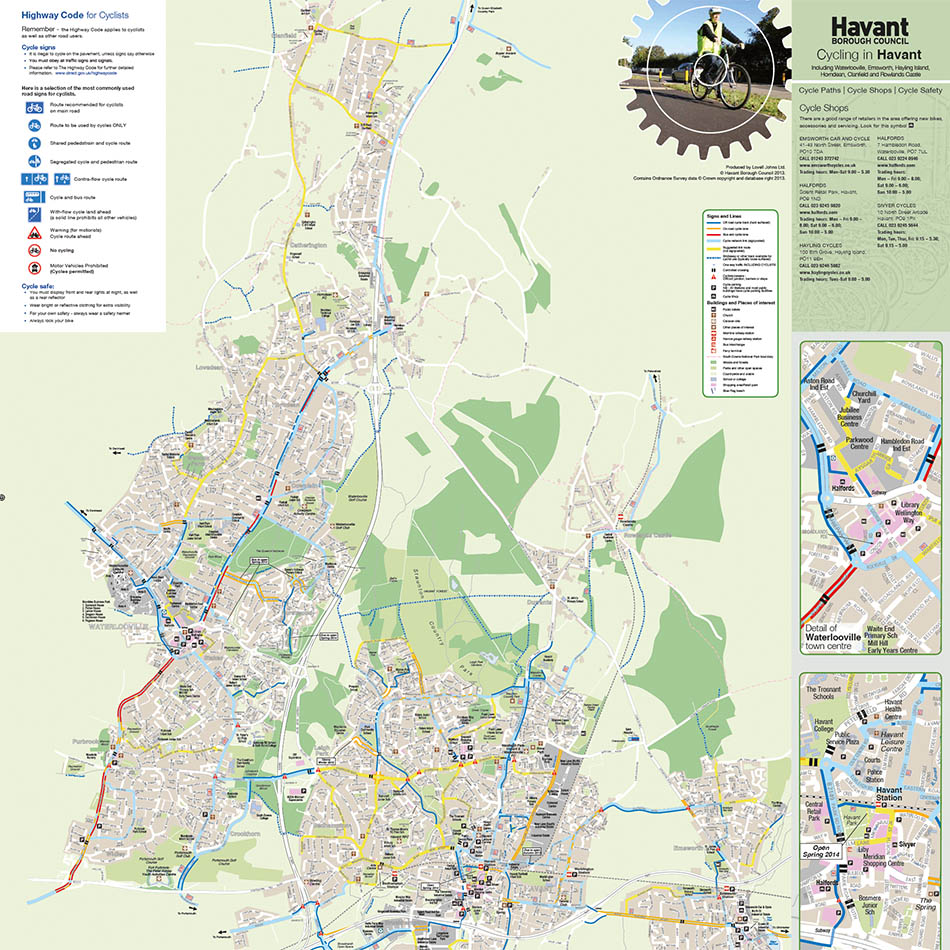 Havant Borough Council Cycle Map and Guide Lovell Johns