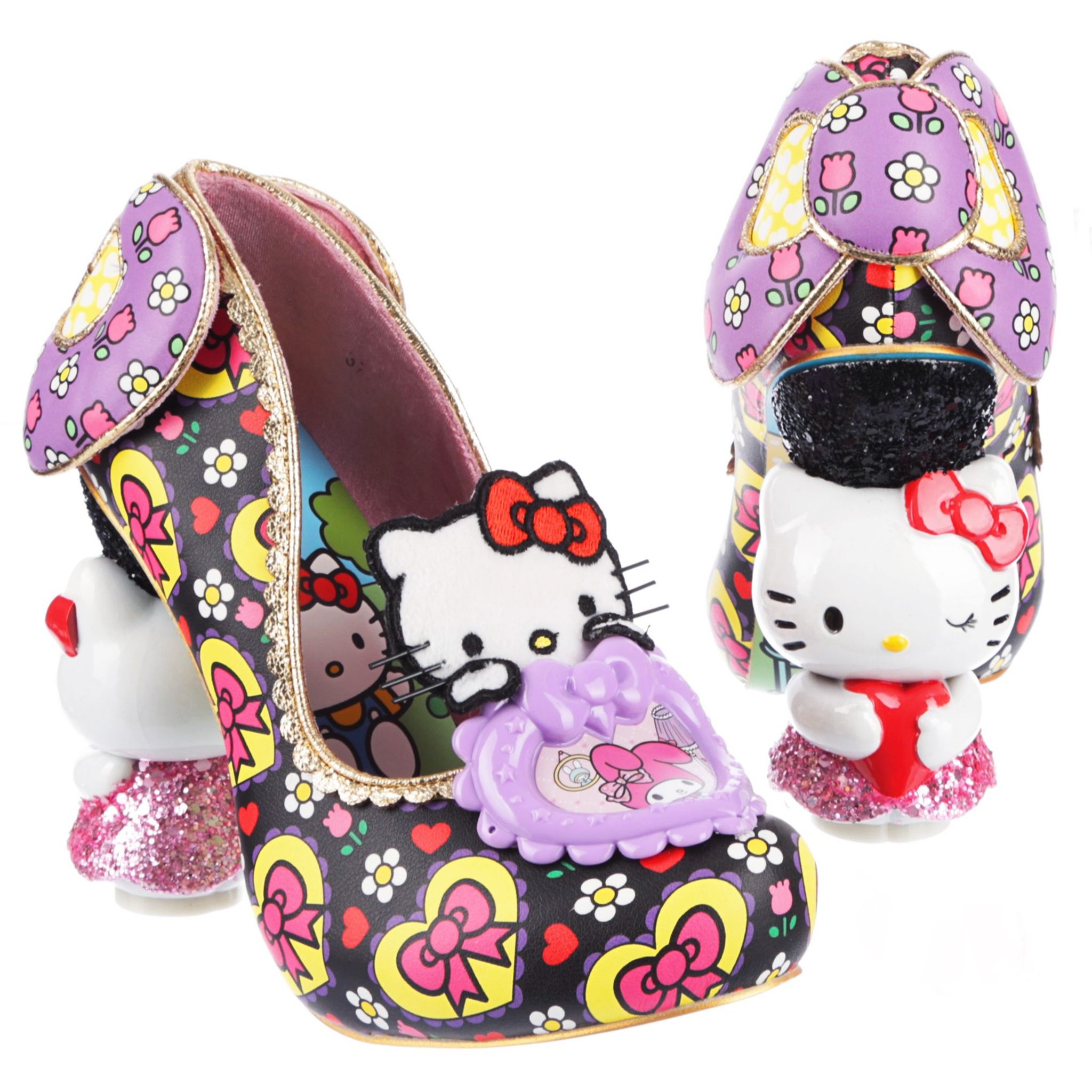 irregular choice star of the show hello kitty character heel black