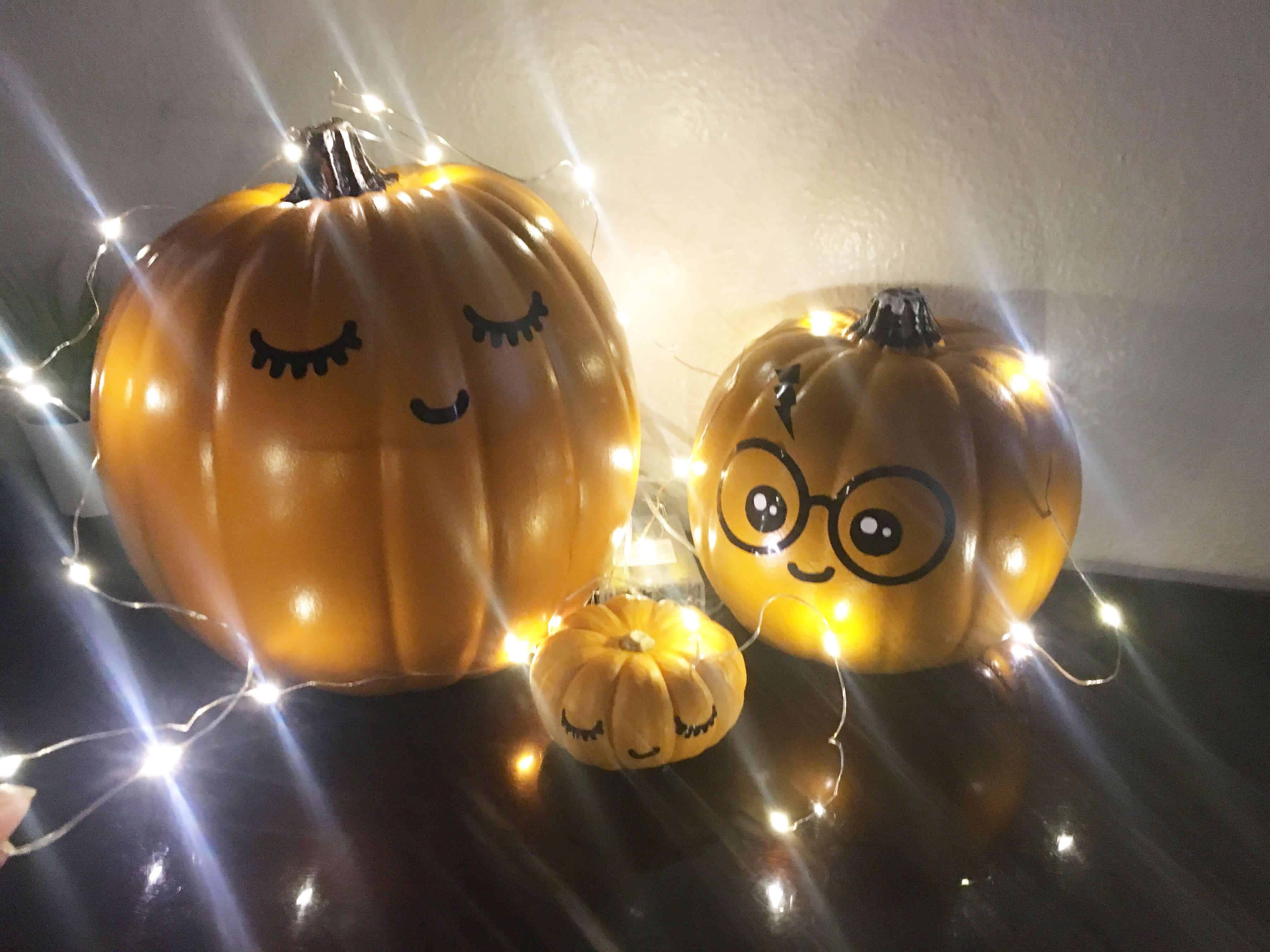 Easy DIY kawaii harry potter no carve pumpkin for halloween with free