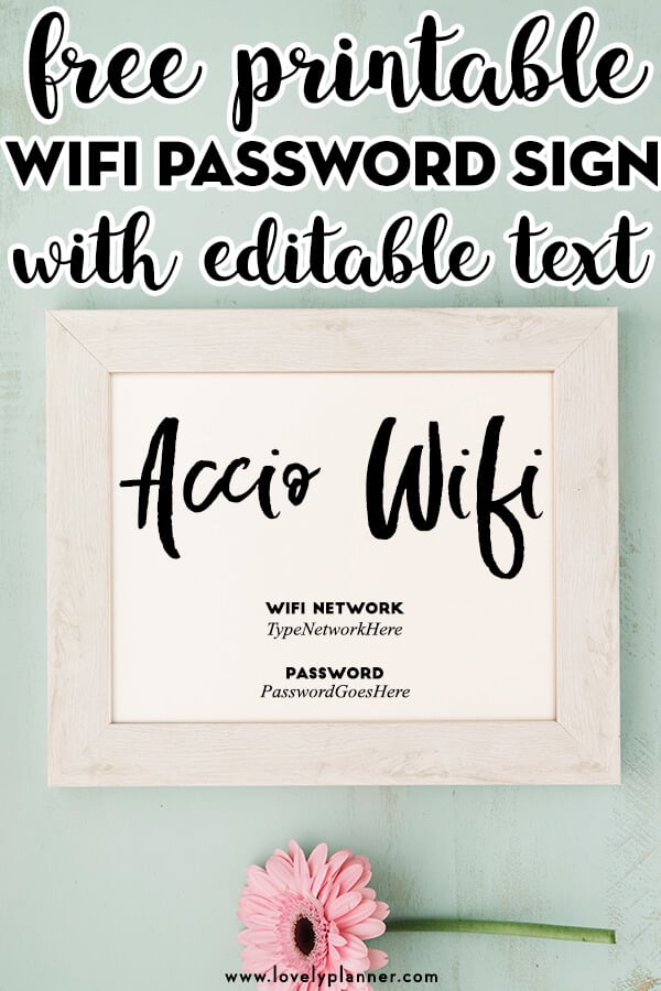 "Accio Wifi" Harry Potter Free Printable Wifi Password with Editable