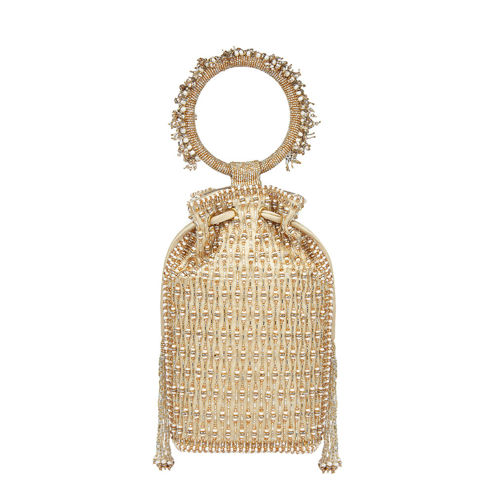 Zesha Mini Tablet Potli Peerless Gold Lustrous Silver With Bangle