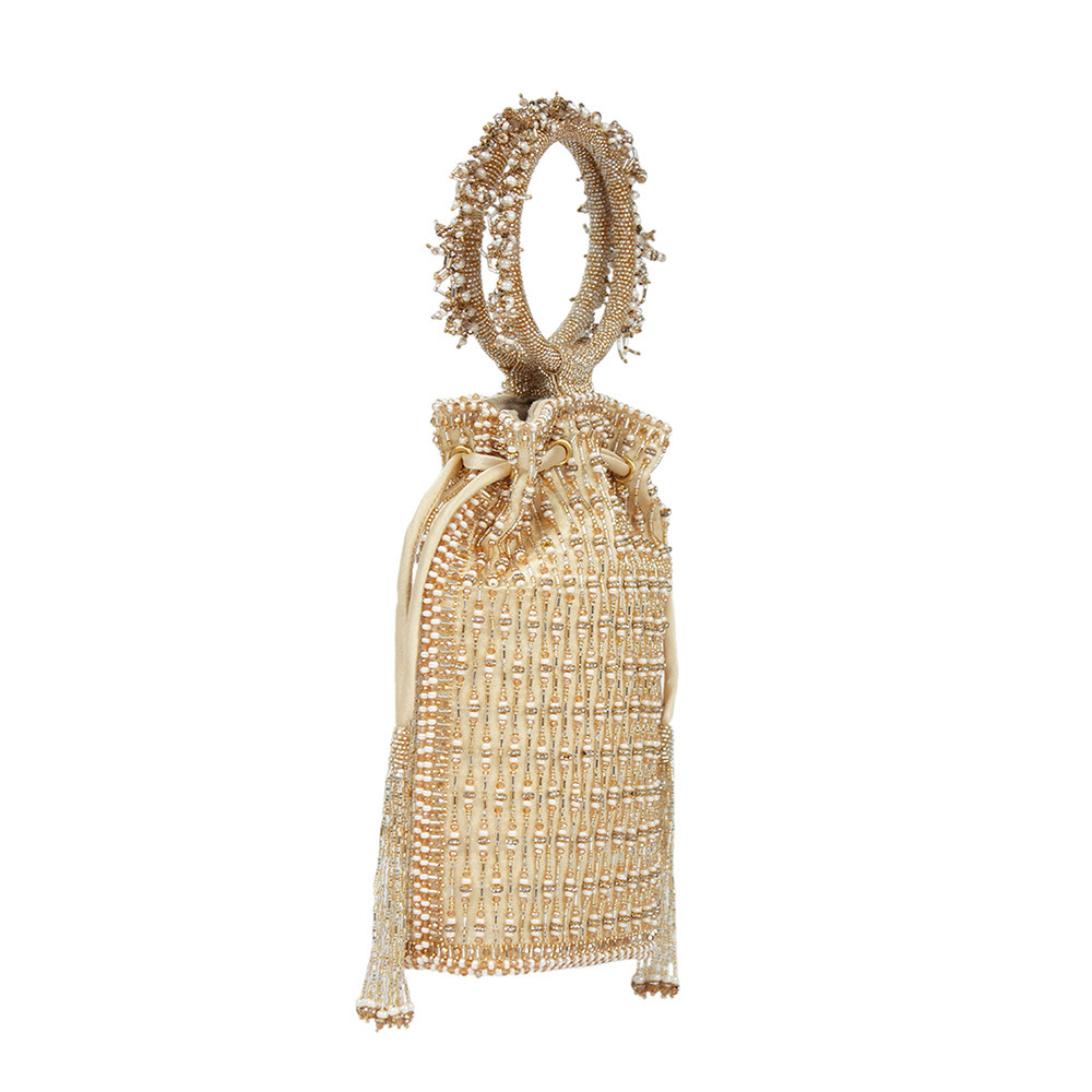 Zesha Mini Tablet Potli Peerless Gold Lustrous Silver With Bangle