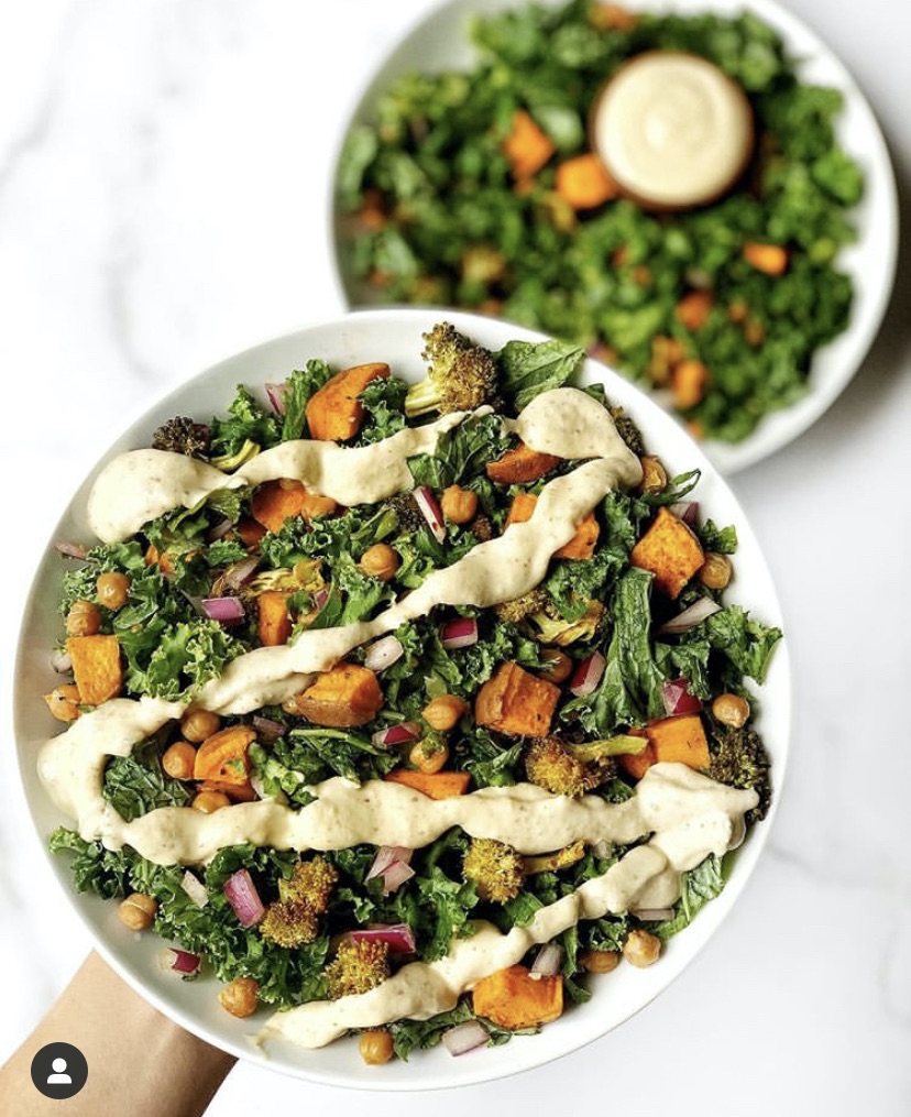 Roasted Veggie + Kale Salad with Creamy Horseradish Sauce Lavva
