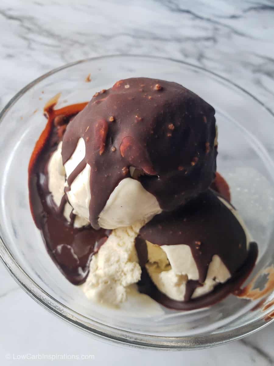 Keto Magic Shell Ice Cream Topping Recipe (chocolate topping) Low