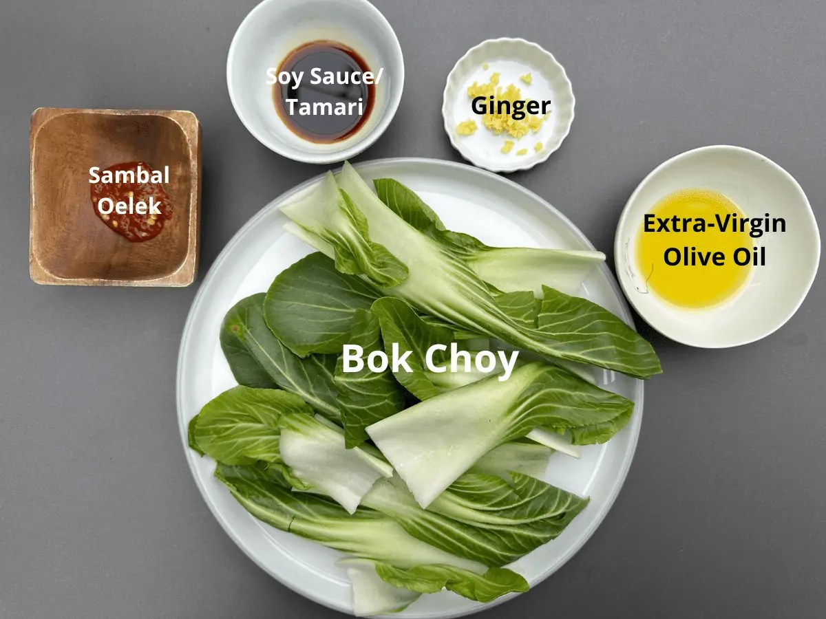 Steamed Bok Choy in the Microwave with Spicy Soy Sauce Low Carb