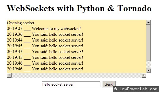 Raspberry Pi websockets with Python & Tornado LowPowerLab