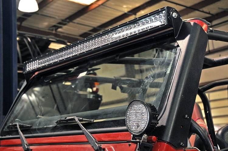 70503 50 Inch Straight LED Light Bar Upper Windshield Mount TJ