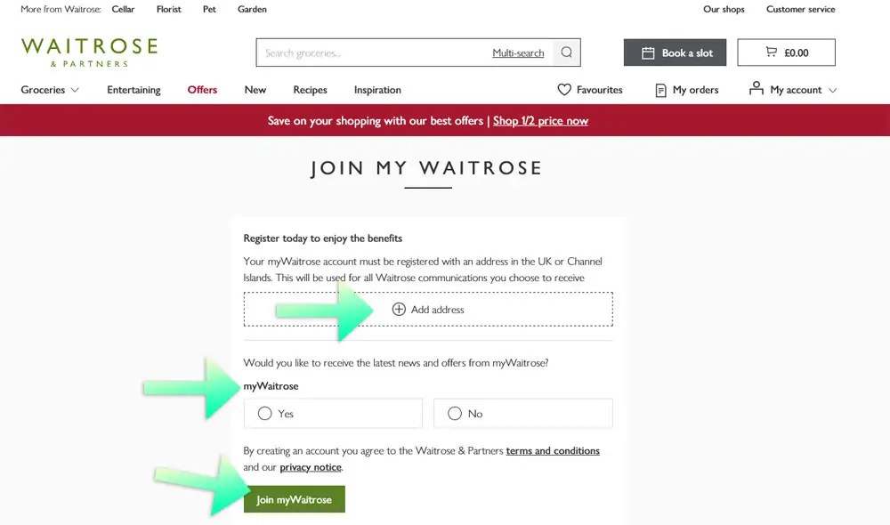How to register in the myWaitrose loyalty program
