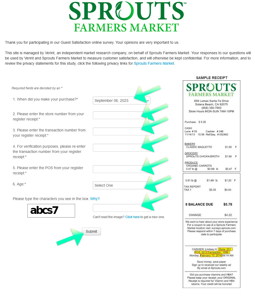 Sprouts Farmers Market online survey a chance to win 0 gift card
