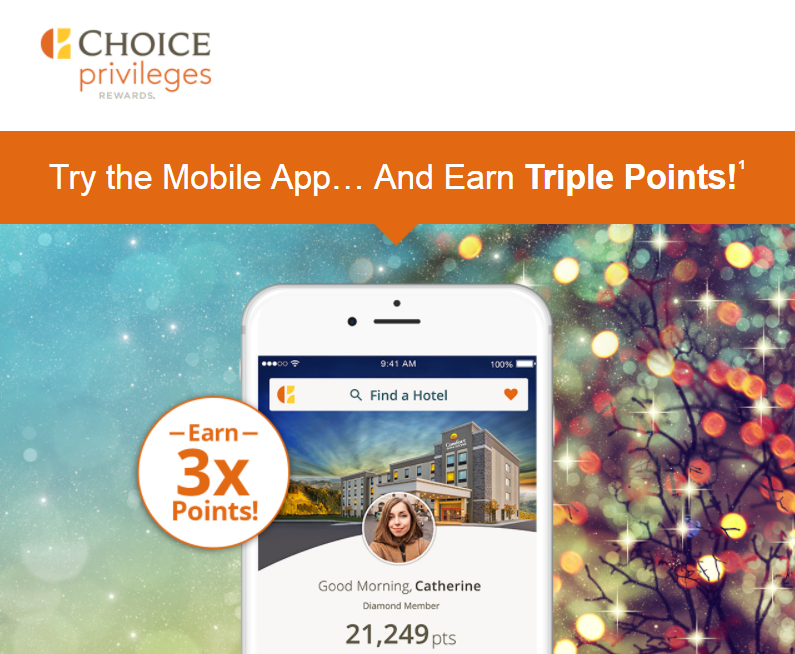 Choice Privilege's Triple Bonus Points For App Bookings For Stays