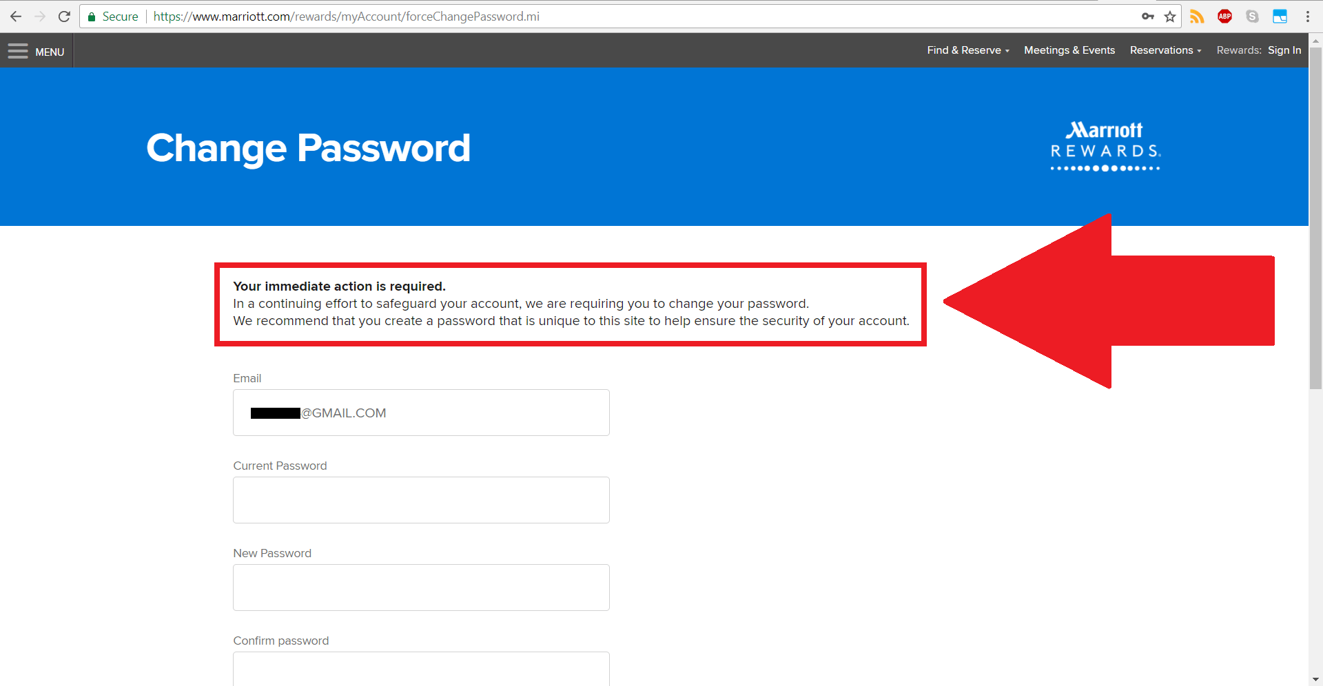 Marriott’s site Forces Password Change Upon Login? LoyaltyLobby