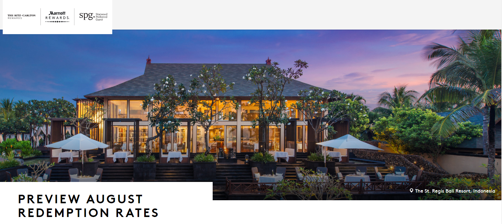 Marriott Rewards & SPG Free Night Award Chart Examples August 2018