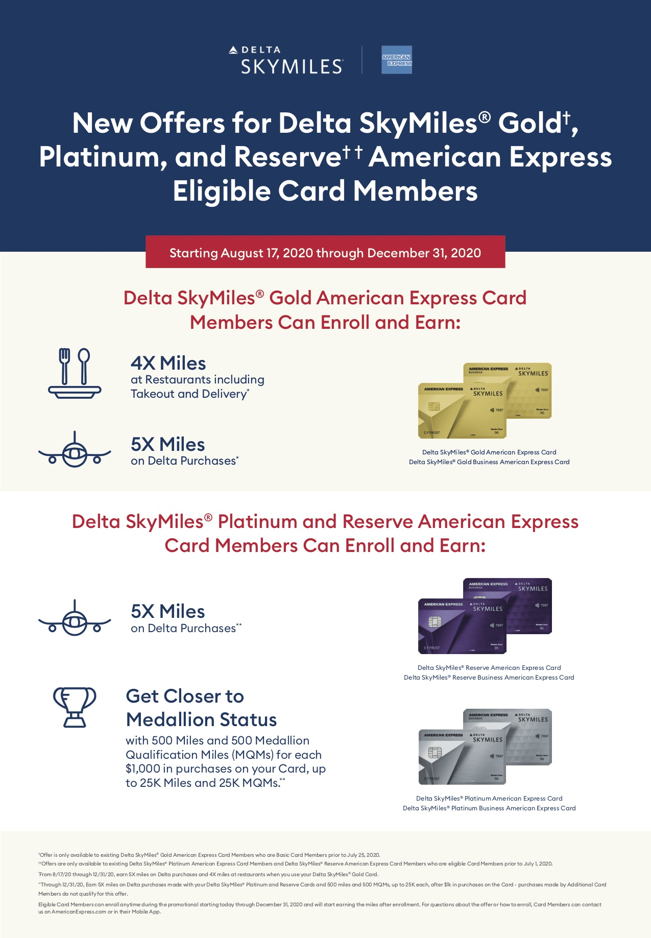 Delta American Express Limited Time Offers August 17 December 31