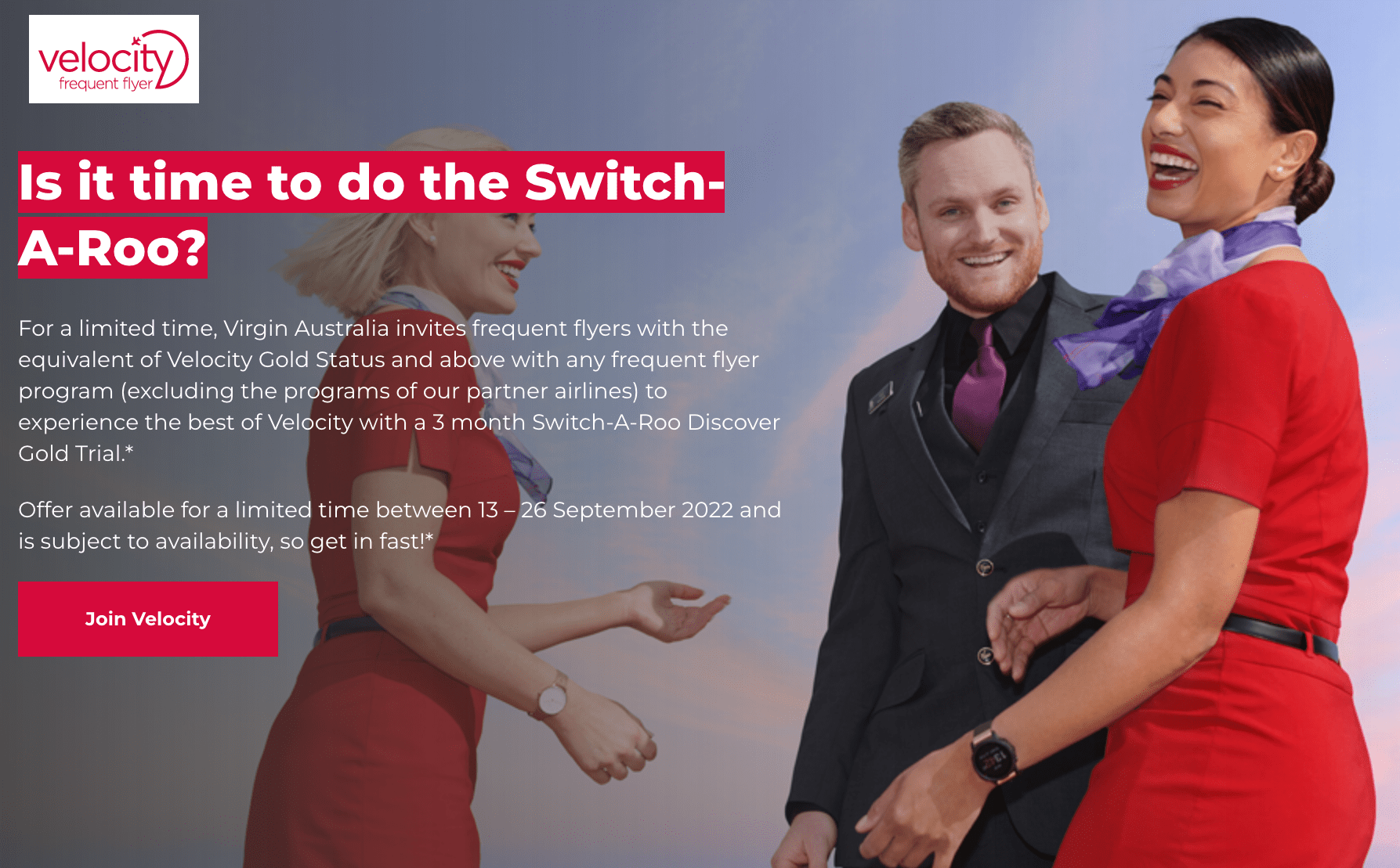 Virgin Australia Velocity SwitchARoo Statusmatch & Challenge To Gold & Platinum Tier