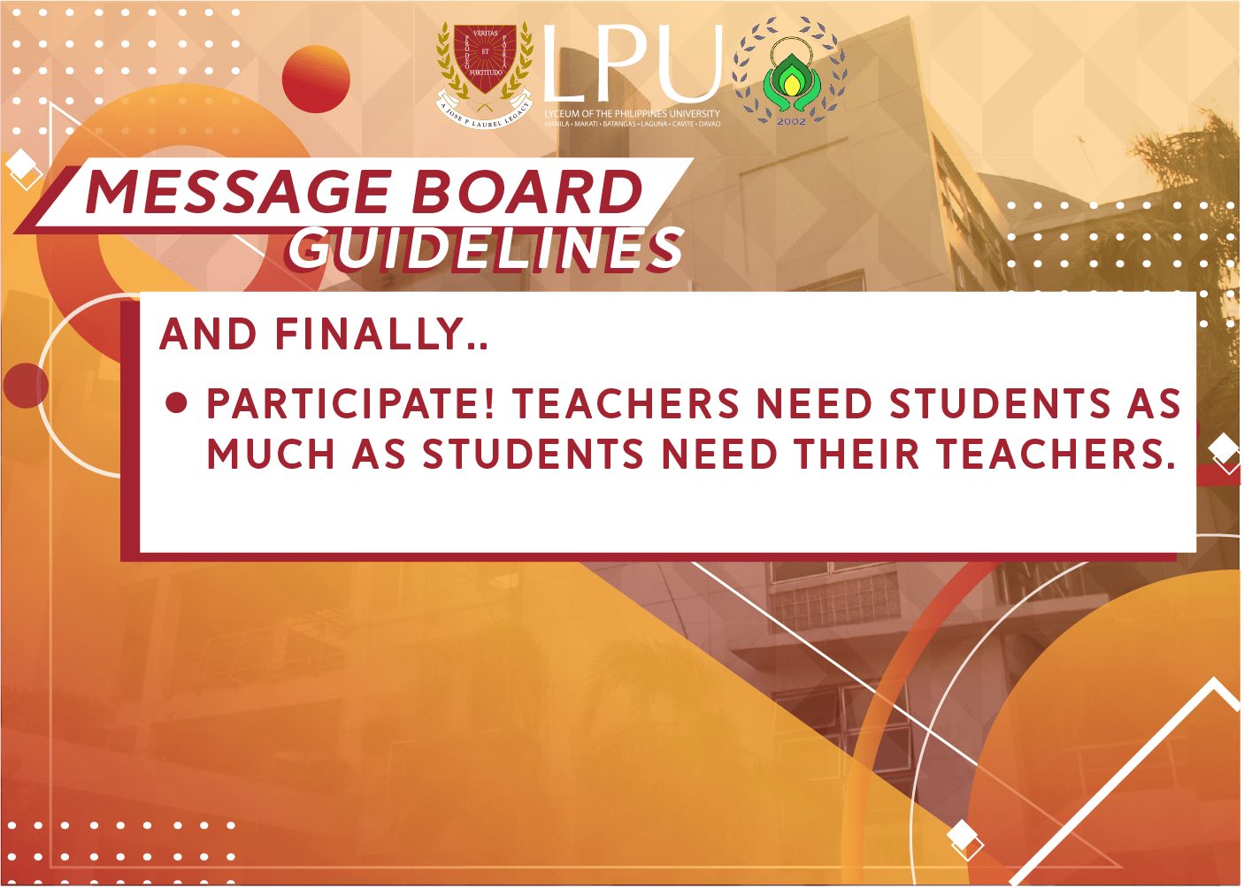 Netiquette A Guide for Online Class LPULaguna College of Arts and