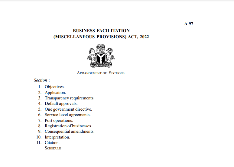 Business Facilitation (Miscellaneous Provisions) Act (DOWNLOAD PDF