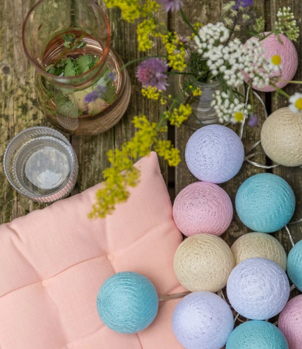 Outdoor Cotton Lights Pastel Cotton Ball Lights