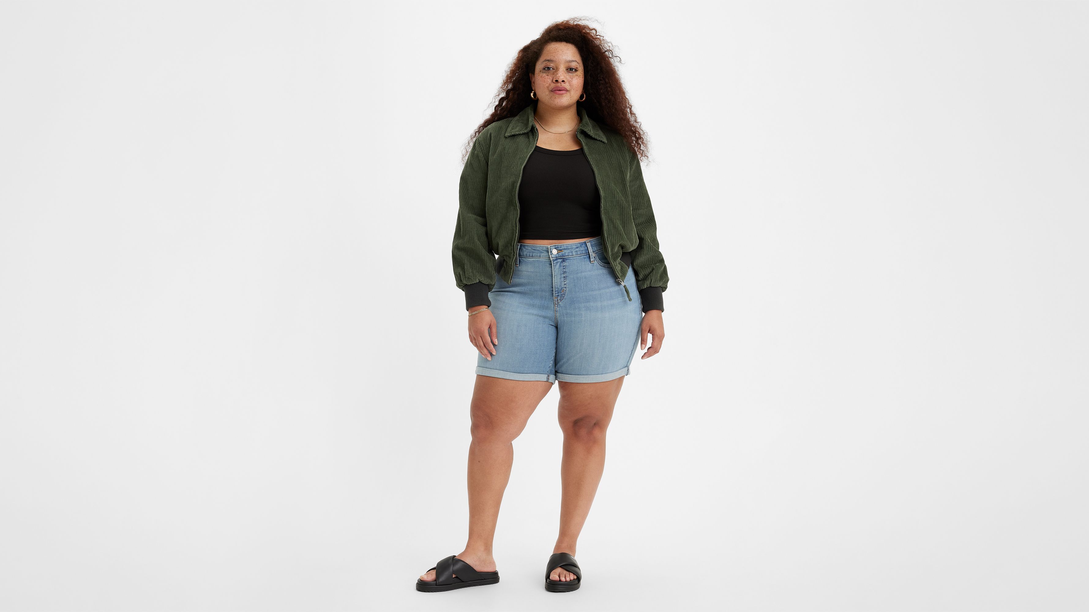 Mid Length Women's Shorts (plus Size) Medium Wash Levi's® US