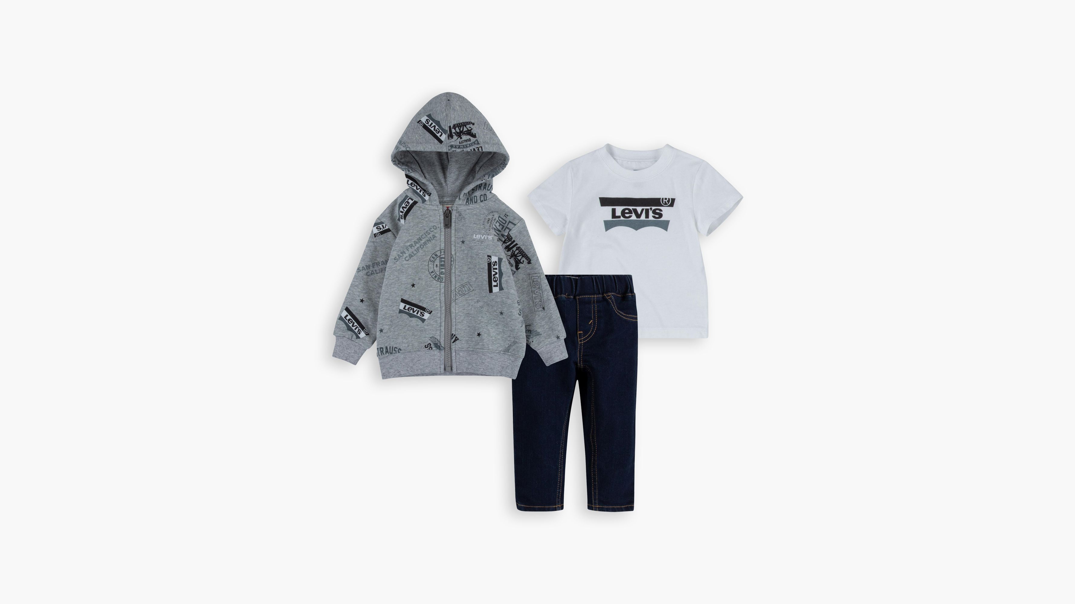 Baby Boys Tshirt, Zip Hoodie And Jeans Set 1224m Grey Levi's® US