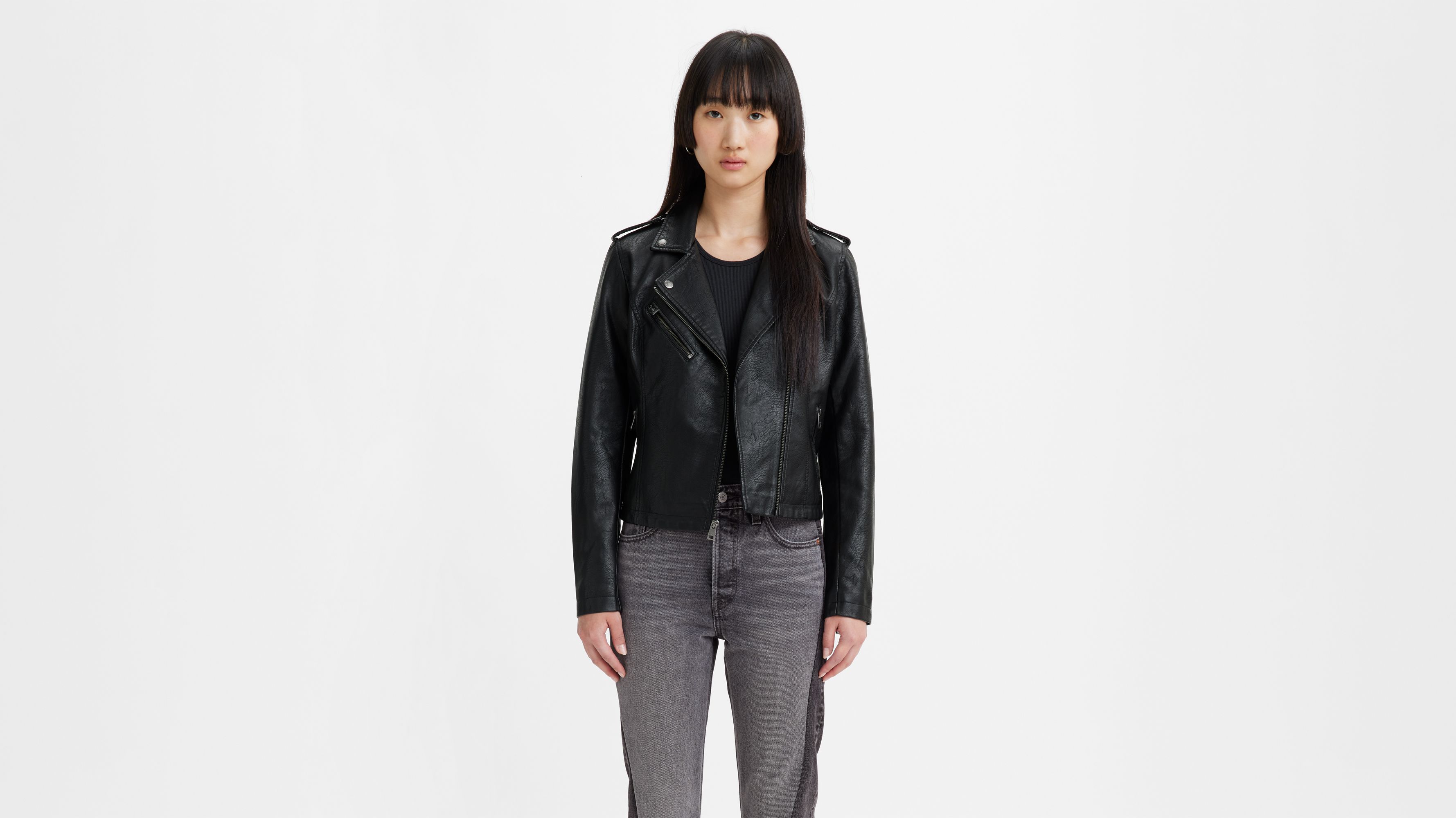 Faux Leather Moto Jacket - Black | Levi&rsquo;s® US