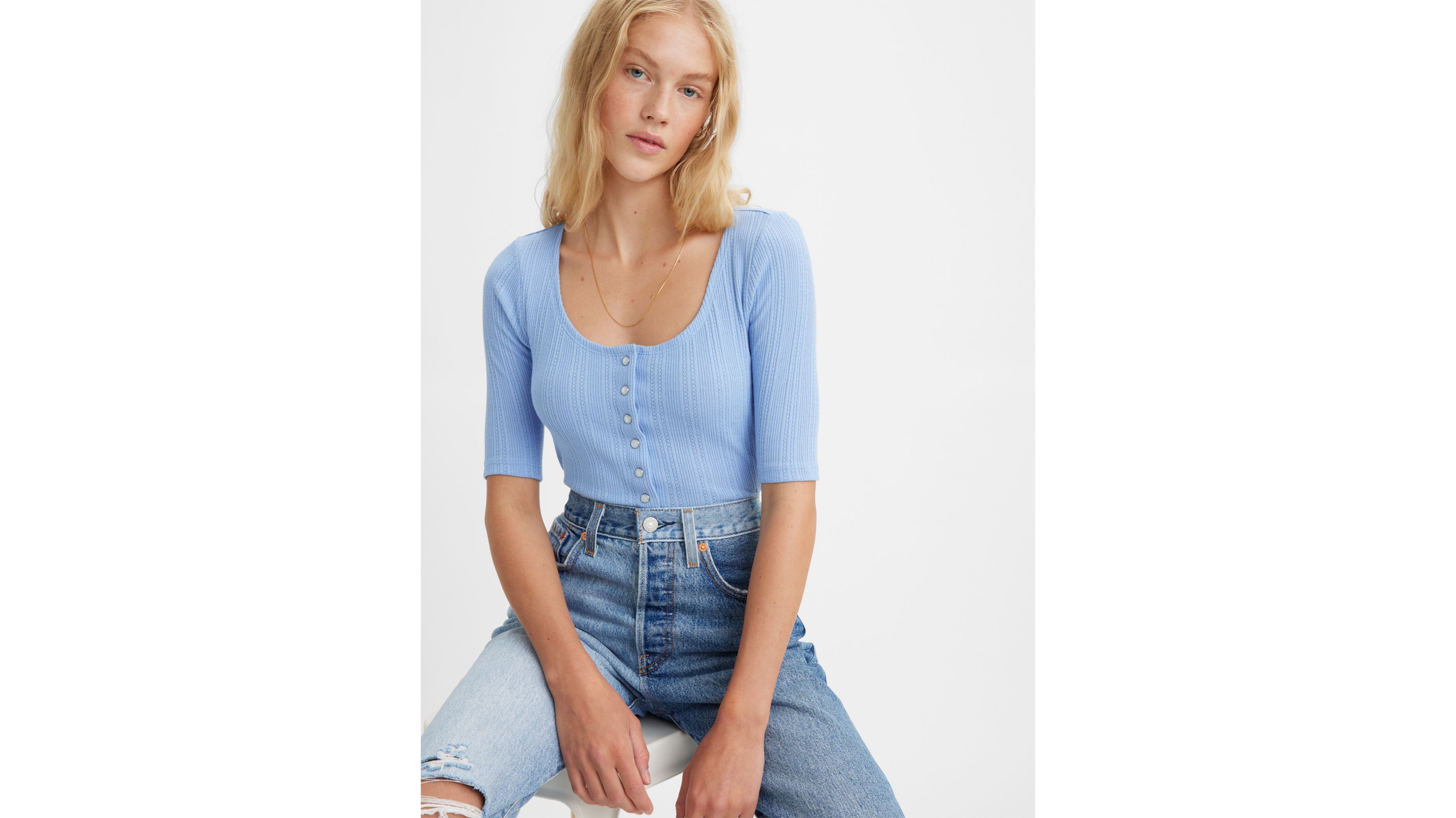 Dry Goods Pointelle Top Blue Levi's® CH
