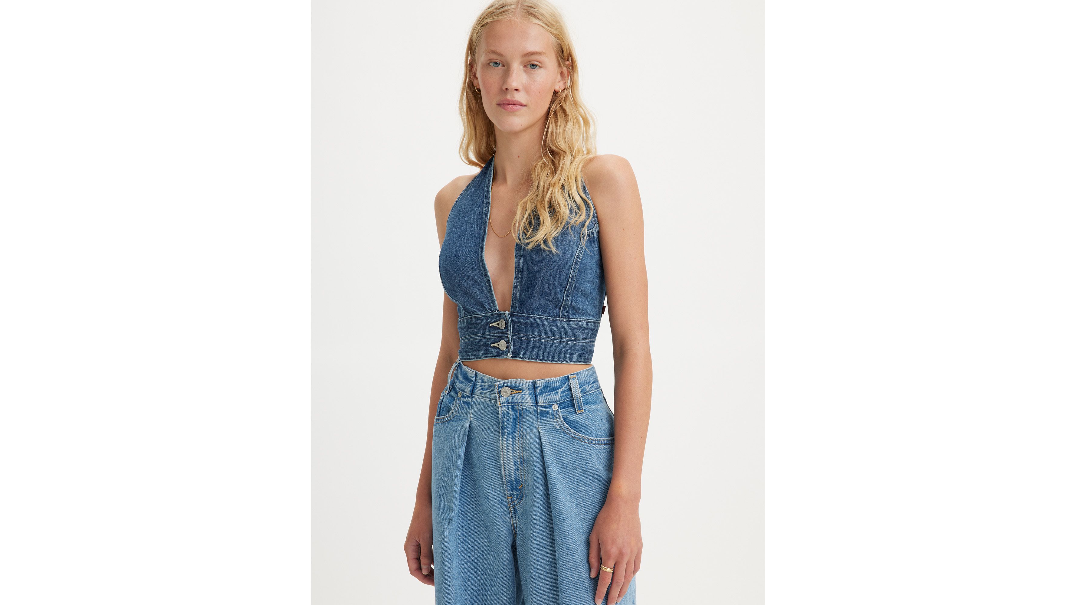 Levi's® Daisy Denim Halter Top Medium Wash Levi's® US