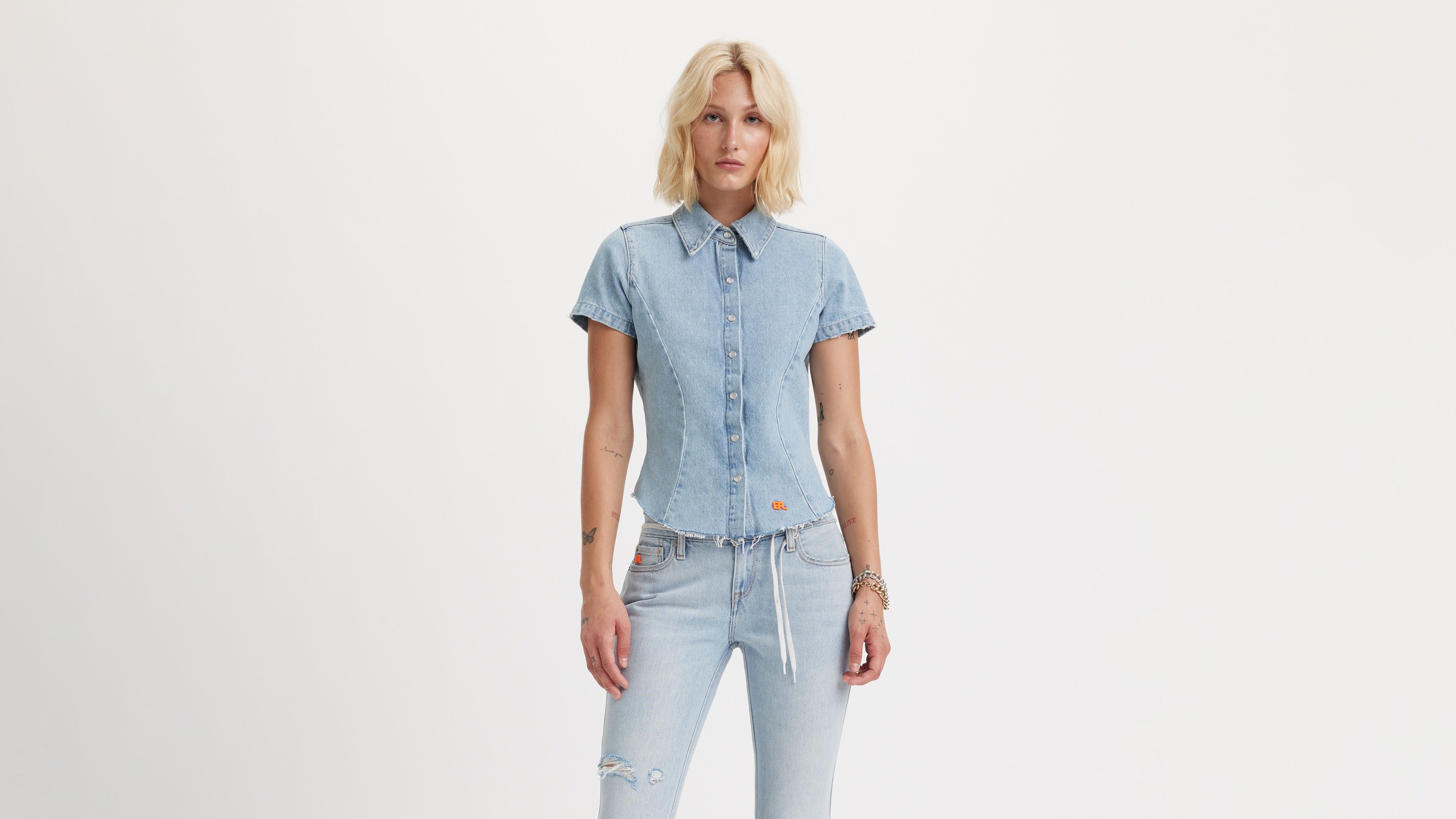 Levi’s® X Erl Women's Fitted Denim Shirt Light Wash Levi's® CA