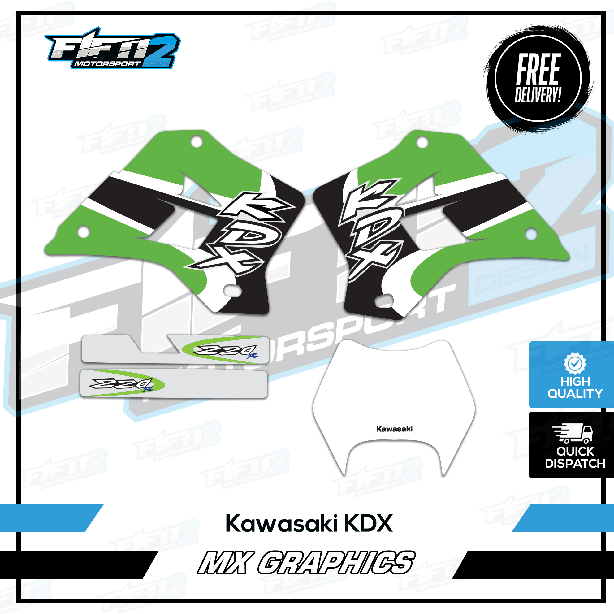 KAWASAKI KDX 200 220 19952008 Standard Graphics Kit Decals Wrap 1996