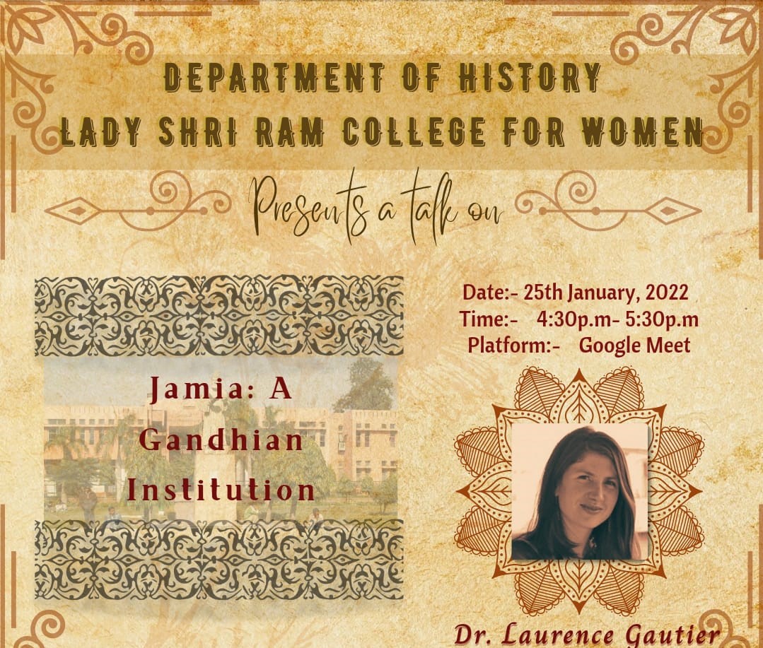 ONLINE LECTURE Jamia A Gandhian Institution Department of History