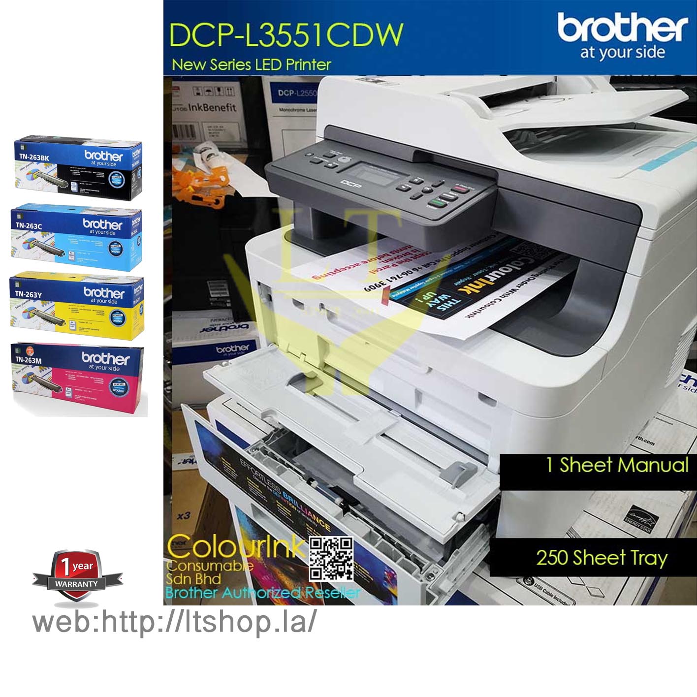 BROTHER Laser Color DCPL3551CDW(ptinscancopyFax