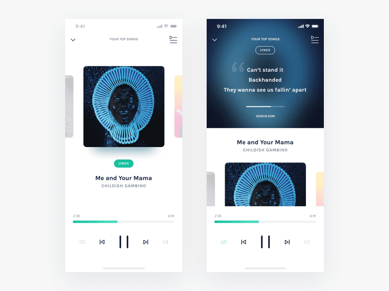 Mobile Music Player App Screens Design In PSD LTHEME