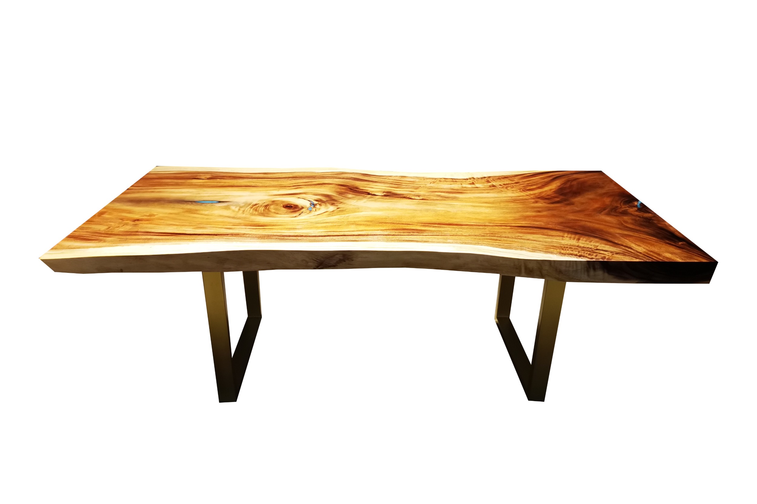 Acacia Wood Live Edge Dining Table with High Gloss Epoxy Resin Finish