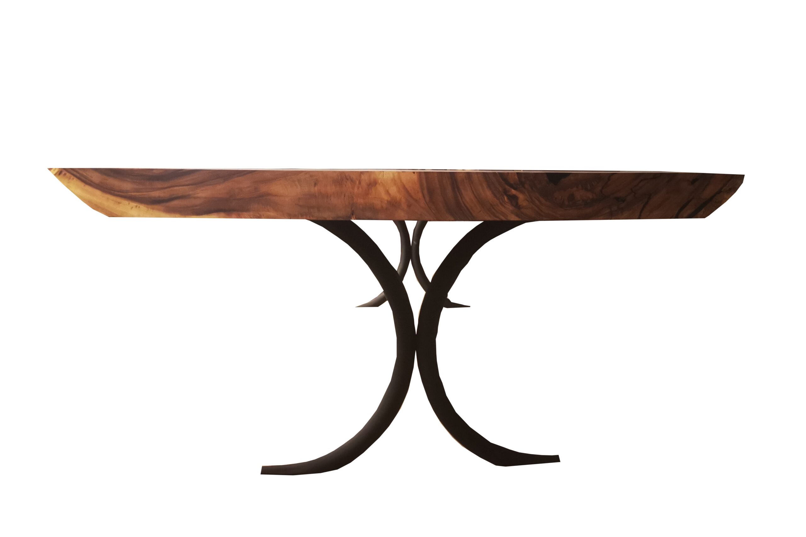 Buy Acacia Wood Live Edge Dining Table 104 x 40 Inches with Metal Legs