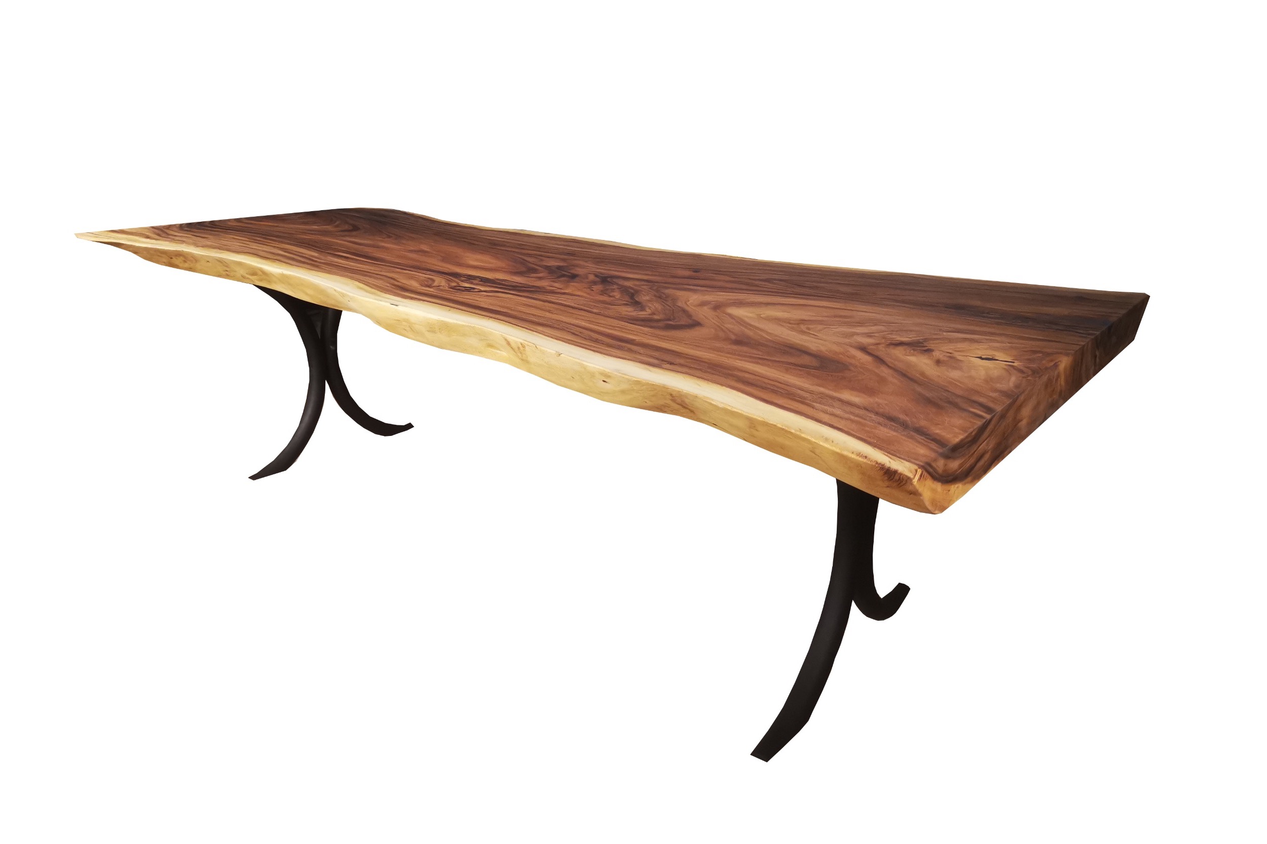Buy Acacia Wood Live Edge Dining Table 104 x 40 Inches with Metal Legs