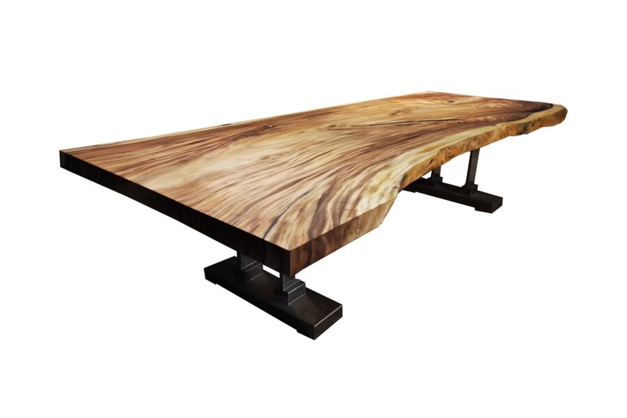 Acacia Wood Live Edge Table 124 x 55 45 45 Inches with Organic Oil