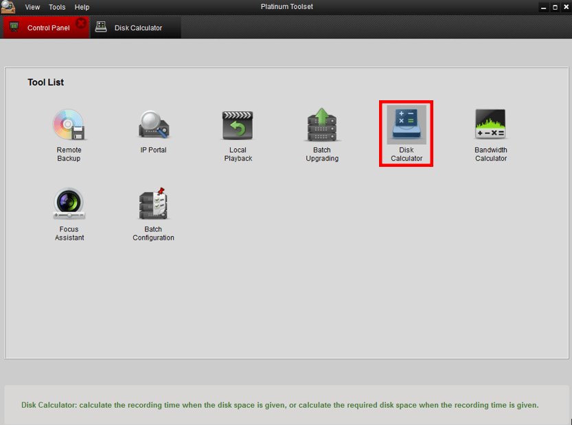 Using the Disk Calculator