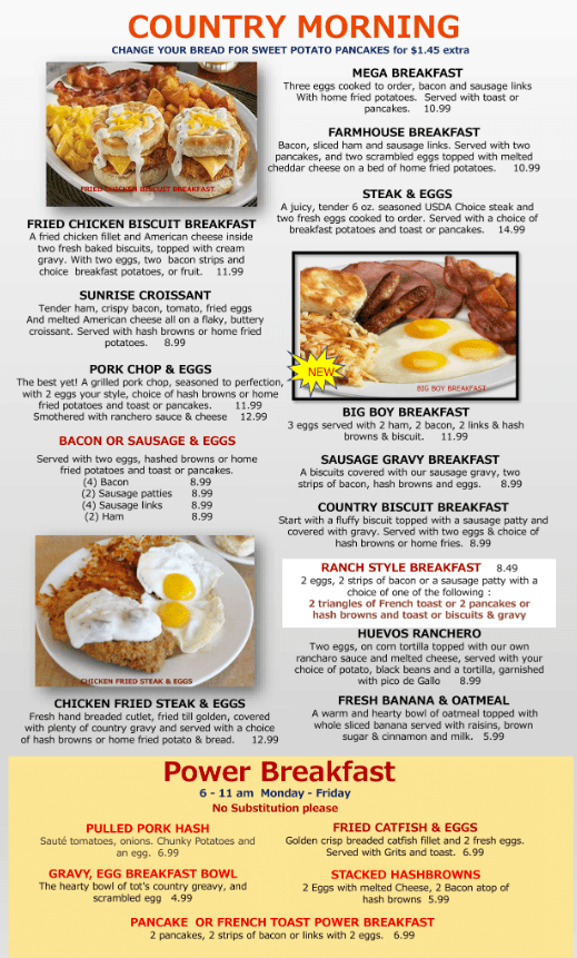 Menu Lubbock Breakfast House