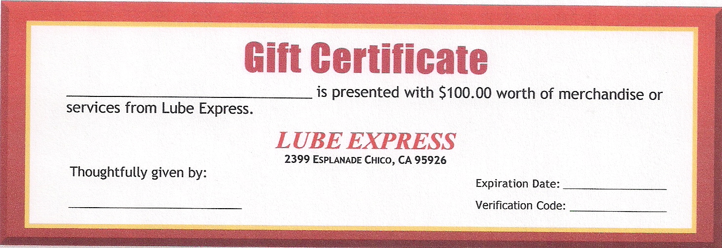 Offer & Coupons Lube Express Chico