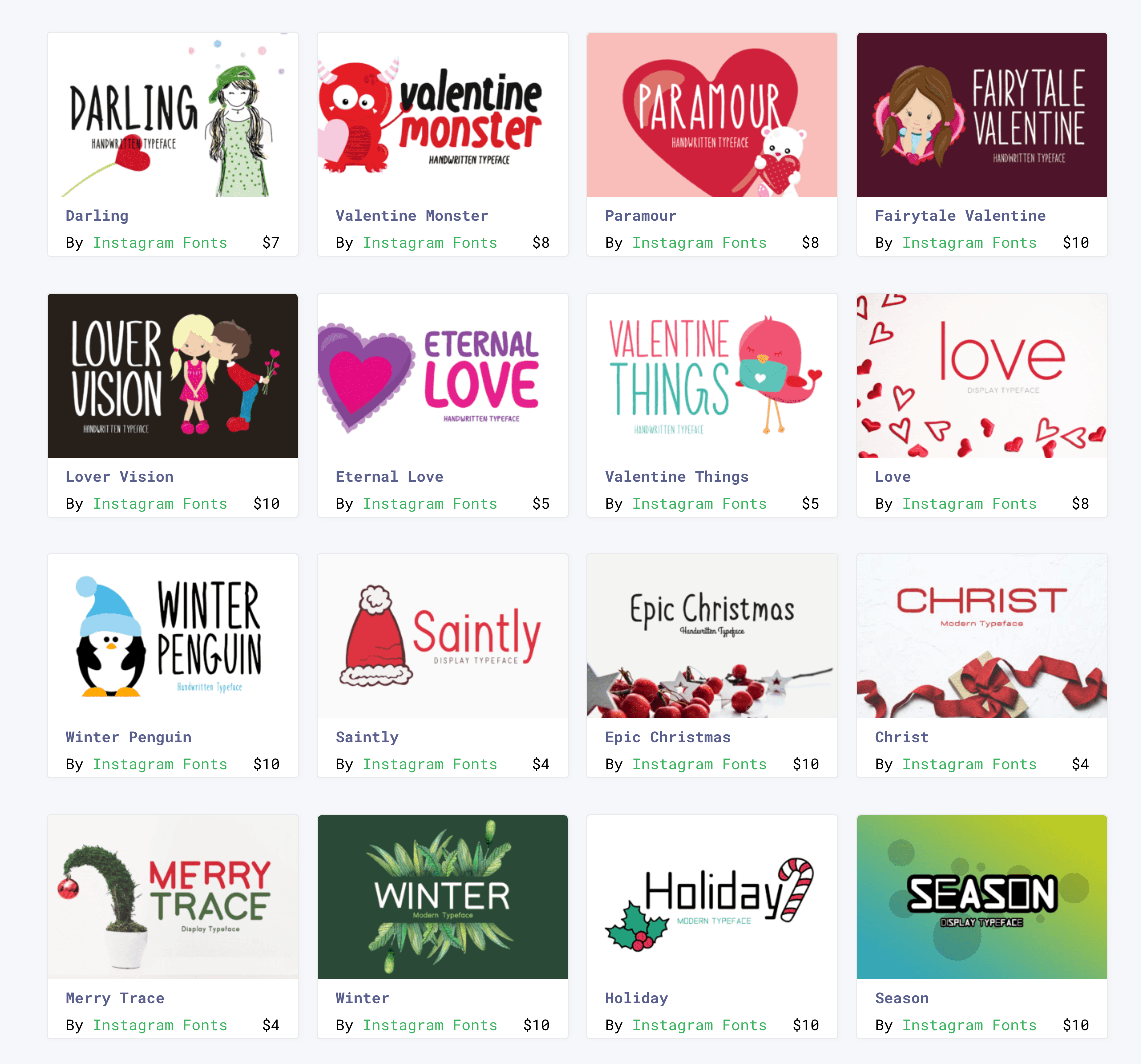 Seemly Fonts (or Fancy Fonts, Instagram Fonts, Comely Designs, or