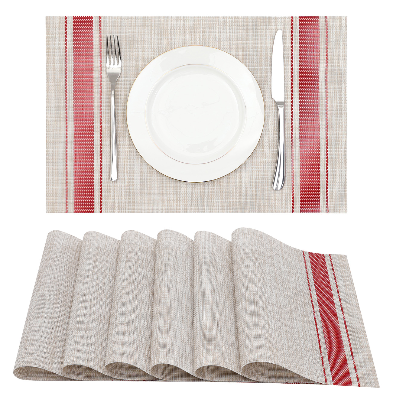 Vinyl Placemat Set of 6 (Red) Lucas Forest