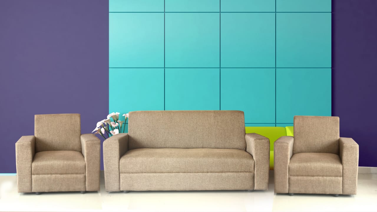 Teak Wood Sofa Set In Golden Jute Color Lucas Industries