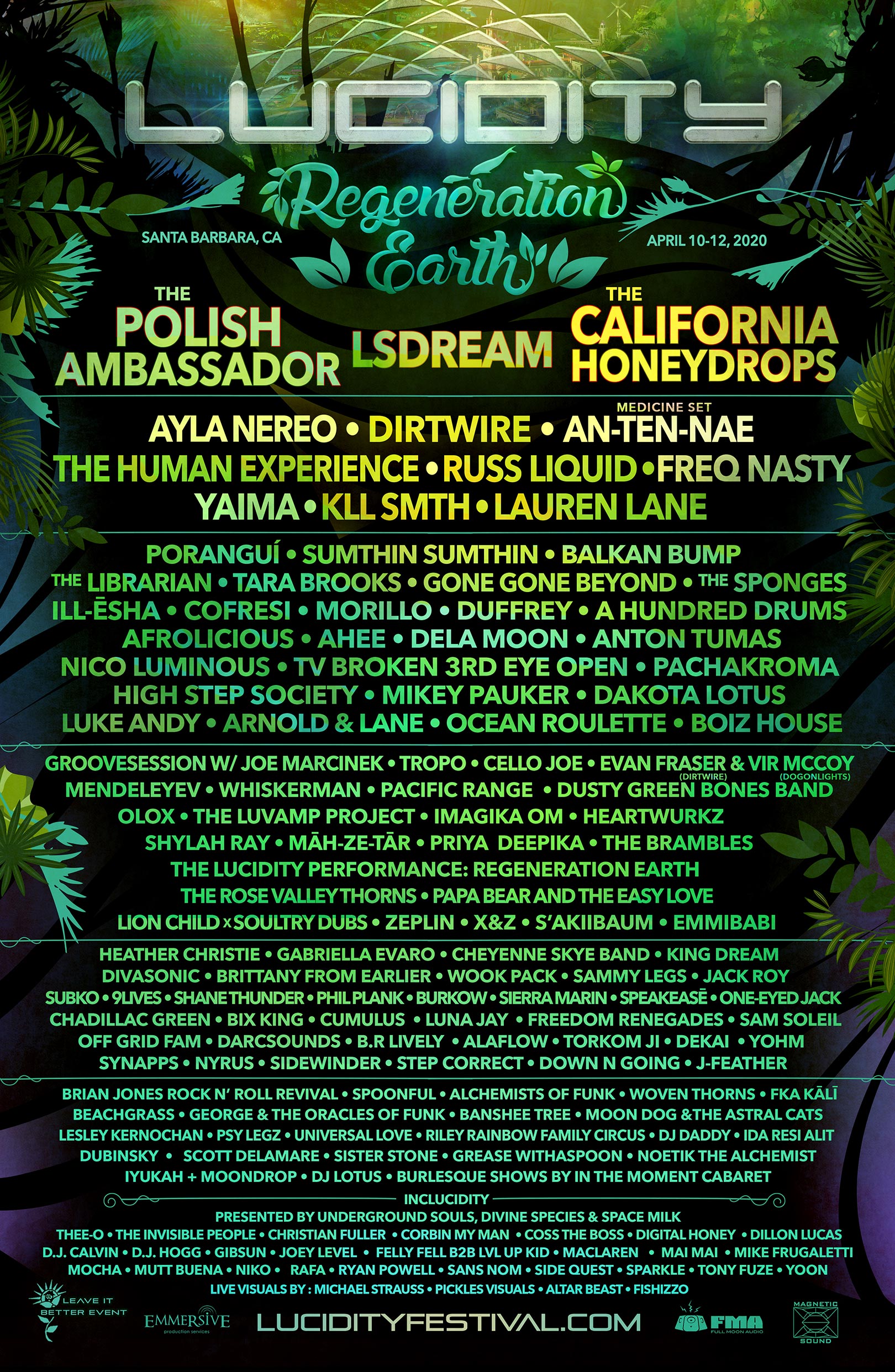 santa barbara earth day 2023 LF20LineupPoster Lucidity Festival 2022 Regeneration Earth