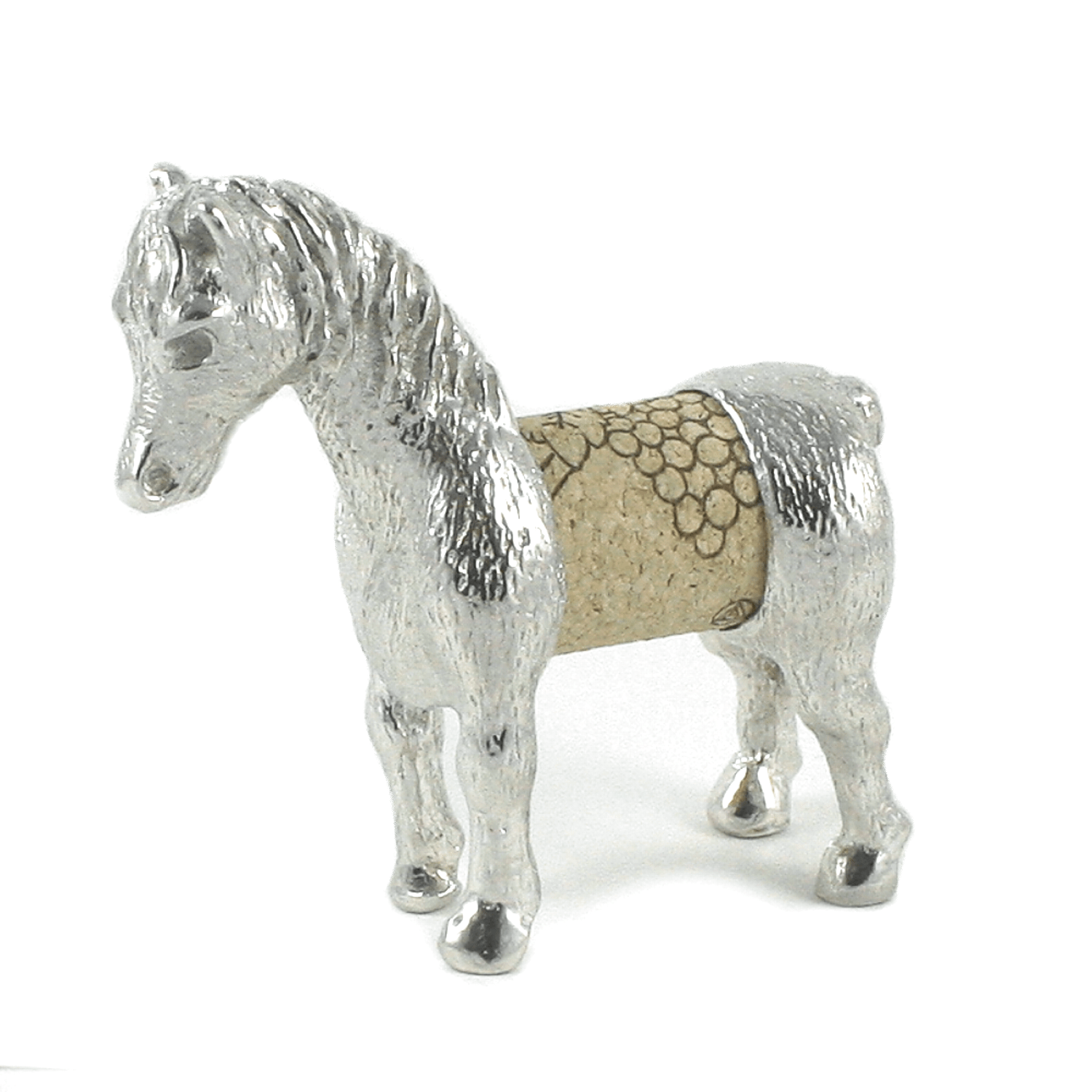 Lucina K Cork Horse Sculpture Displays Wine Cork Handcrafted Pewter