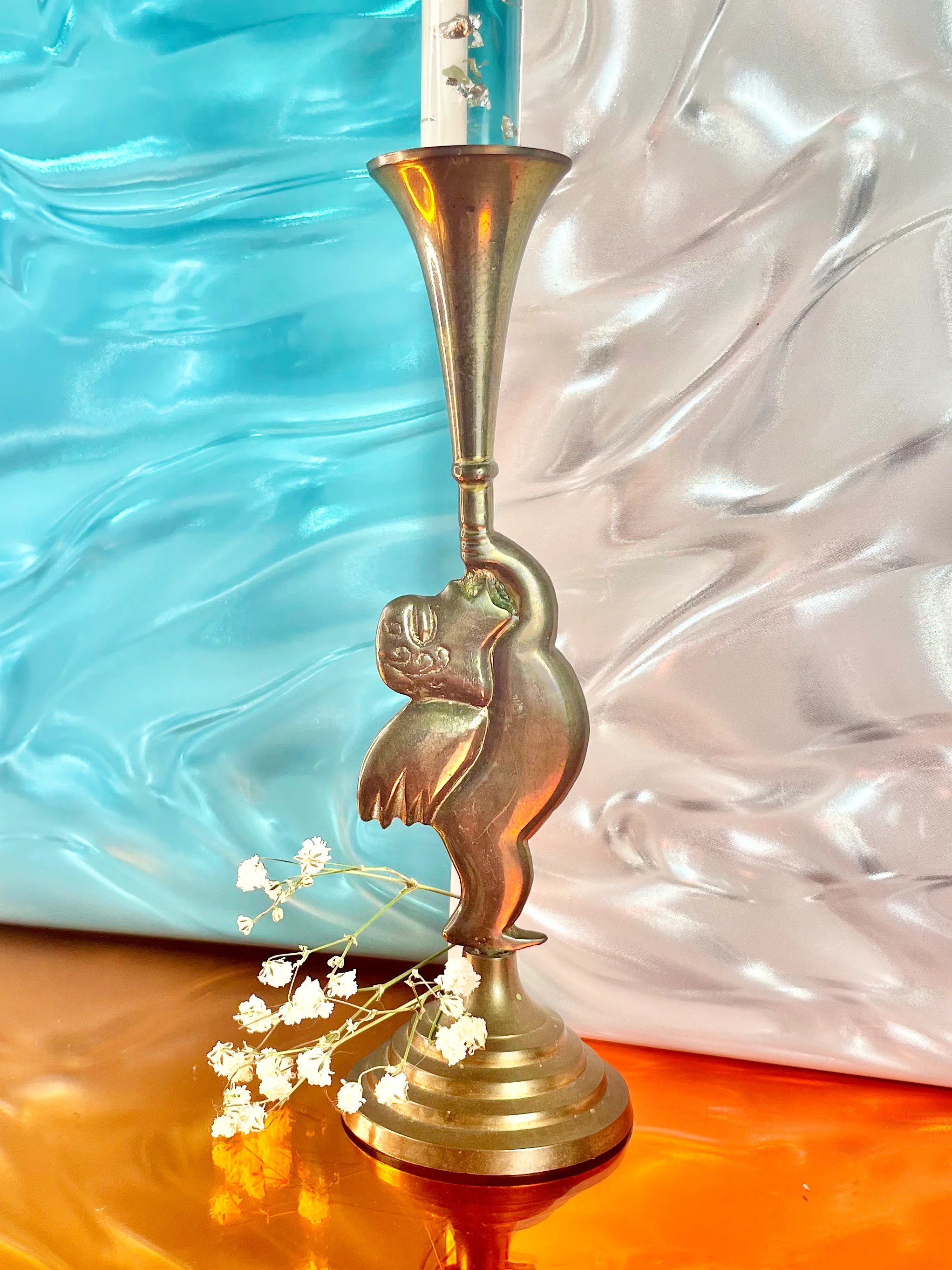 Brass Angel Candle Holder Lucite Lust Studio