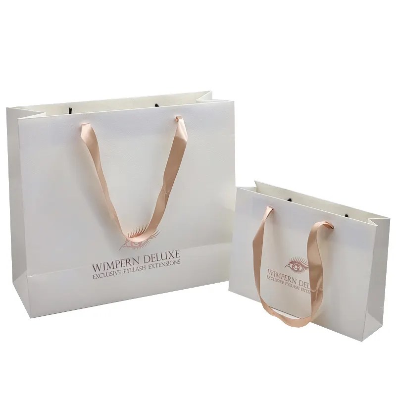 Luxury Custom Logo Gift Bags With Ribbon Handle