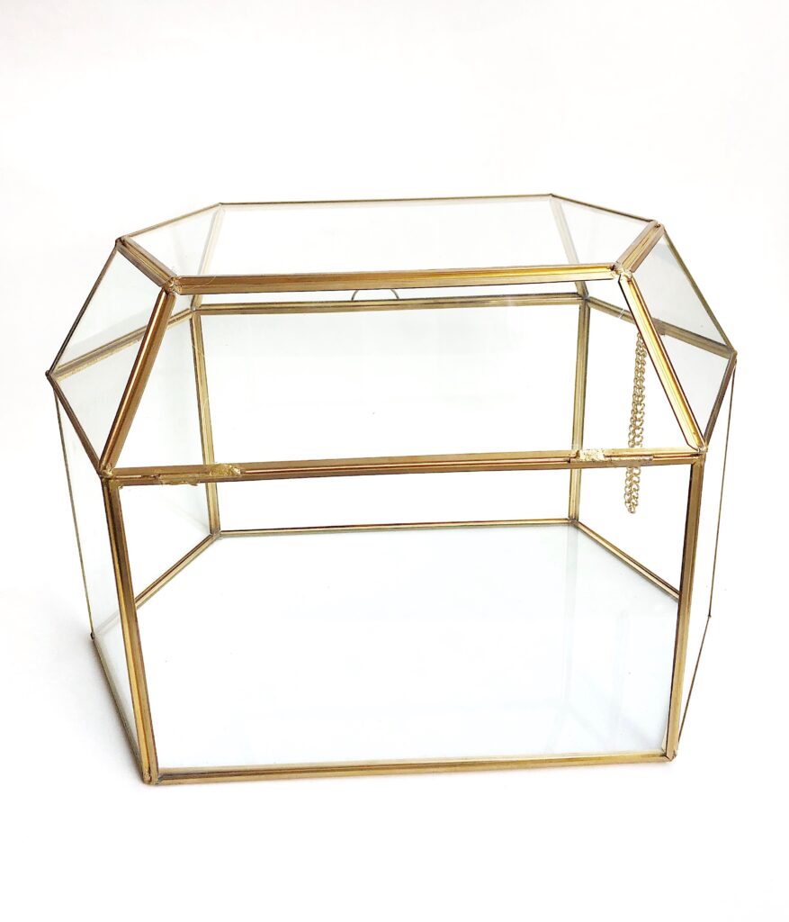 RENTAL Gold and Glass Envelope Holder Card Box