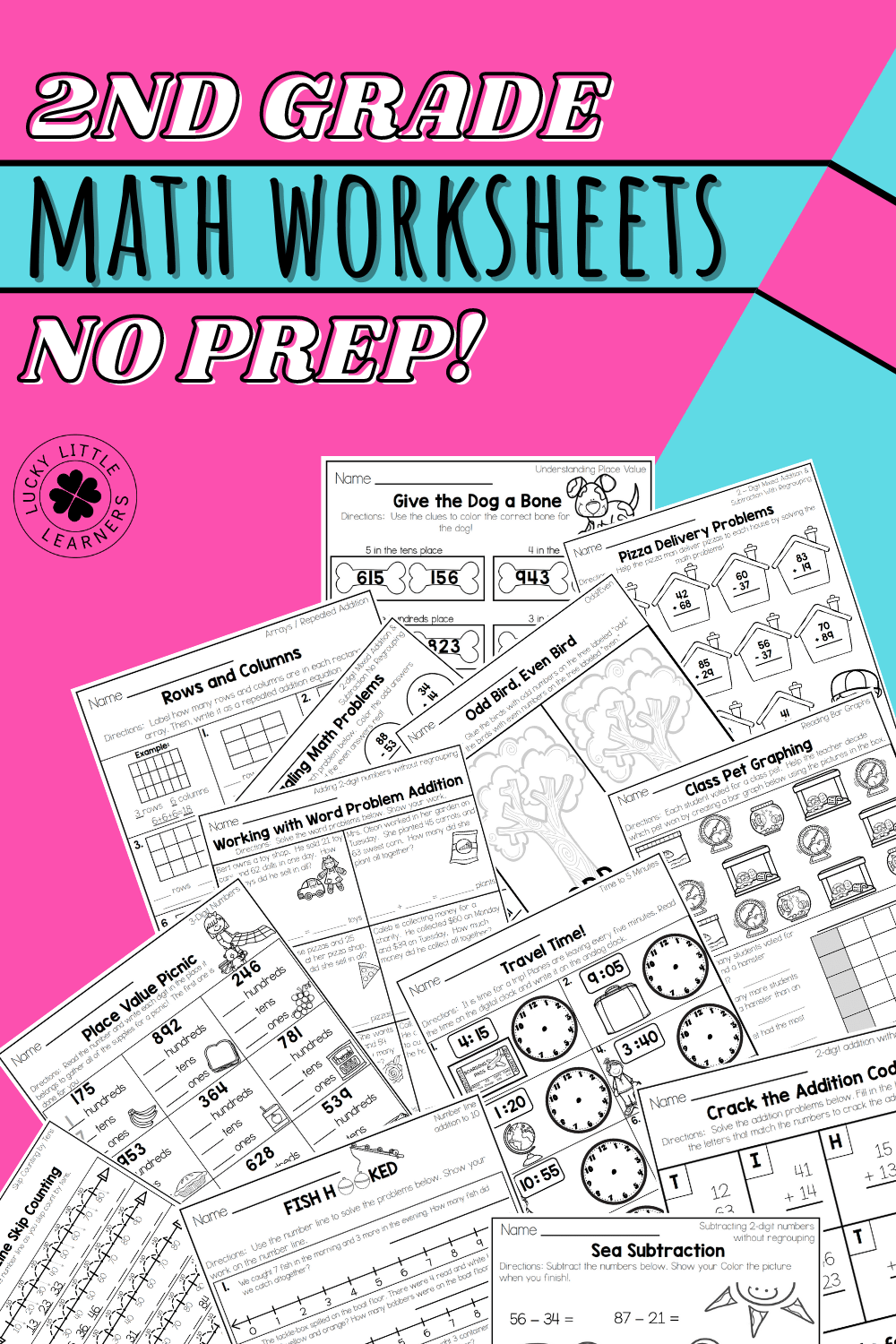 2nd Grade Math Worksheets No Prep! Lucky Little Learners
