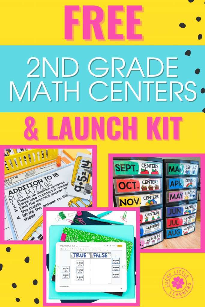 Free 2nd Grade Math Centers and Launch Kit Lucky Little Learners