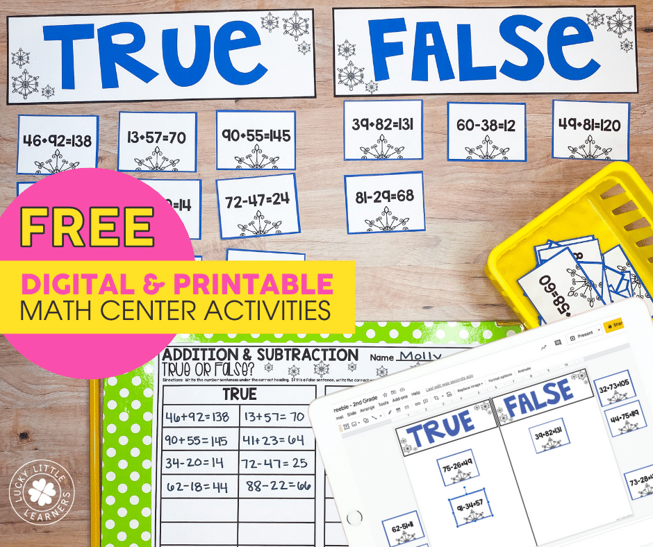 Free 2nd Grade Math Centers and Launch Kit Lucky Little Learners